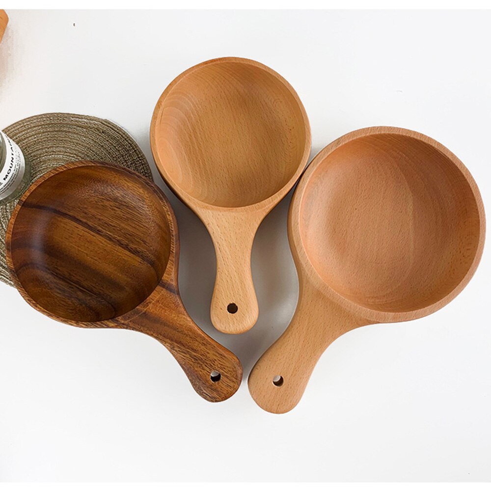 Beech Wooden Bowl with Handle