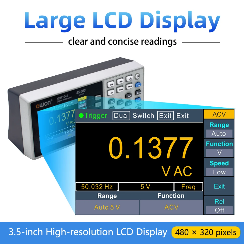 Benchtop Digital Multimeter 55000 Counts True RMS 3.5inch LCD USB DC/AC Current Voltmeter Temperature Tools Benchtop Digital Multimeter 55000 Counts True RMS 3.5inch LCD USB DC/AC Current Voltmeter Temperature Tools