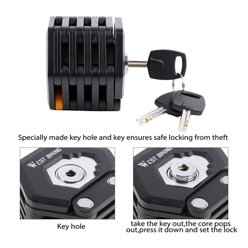 Bicycle Chain Lock Bike Lock Foldable Hamburg-Lock With 3 Keys Bike Chain Lock Alloy Anti-Theft Bicycle Folding Lock