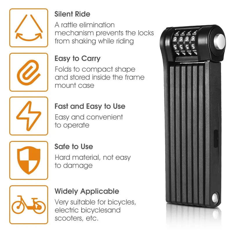 Bicycle Folding Chain Lock Anti Theft Combination Lock Heavy Duty Safety Motorcycle MTB Road Cycling Electric Lock Bicycle Folding Chain Lock Anti Theft Combination Lock Heavy Duty Safety Motorcycle MTB Road Cycling Electric Lock