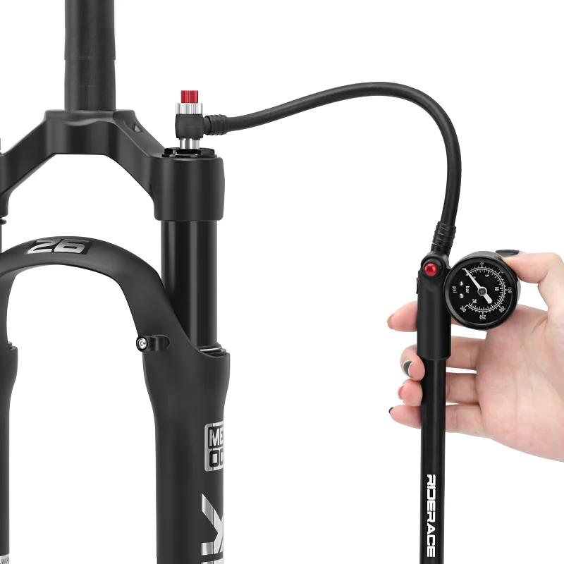 Bicycle Pump With Gauge High-pressure Portable Hand Tire Air Inflator Bike Air Shock Pump For Fork Schrader Presta