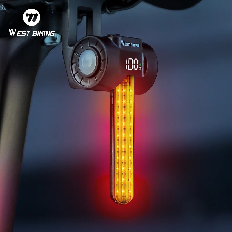 Bicycle Taillight Power Display Intelligent Sensing Navigation Bike Rear Light Type-C Charging LED MTB Bike Light Bicycle Taillight Power Display Intelligent Sensing Navigation Bike Rear Light Type-C Charging LED MTB Bike Light