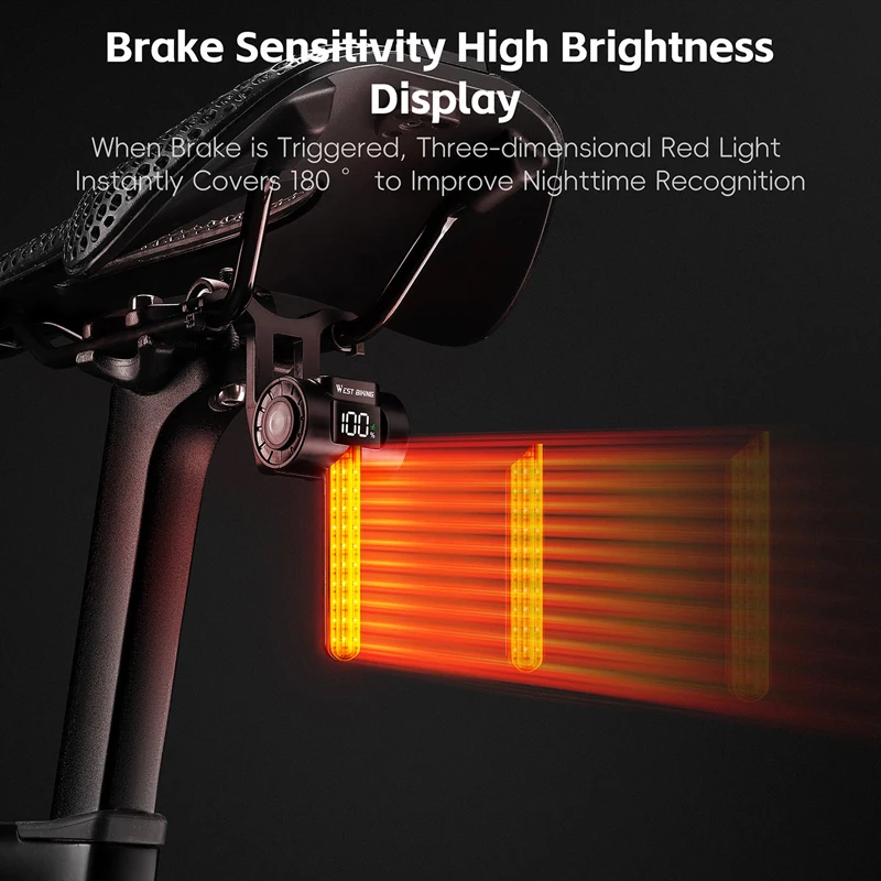 Bicycle Taillight Power Display Intelligent Sensing Navigation Bike Rear Light Type-C Charging LED MTB Bike Light Bicycle Taillight Power Display Intelligent Sensing Navigation Bike Rear Light Type-C Charging LED MTB Bike Light