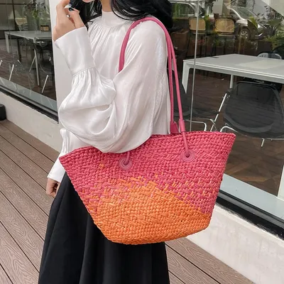 Big Capacity Straw Shoulder Bag