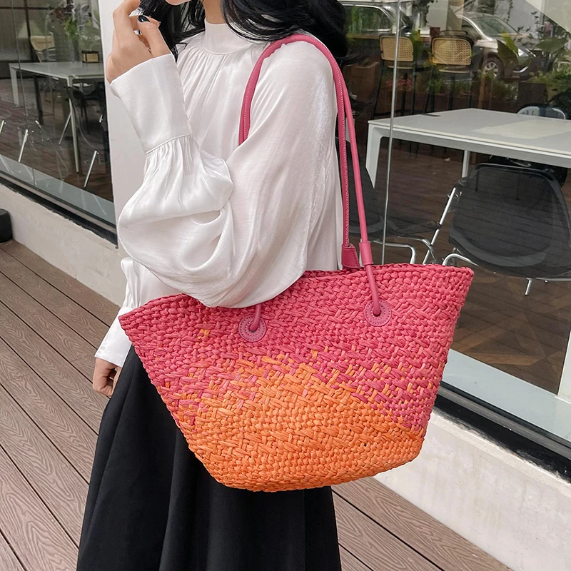 Big Capacity Straw Shoulder Bag