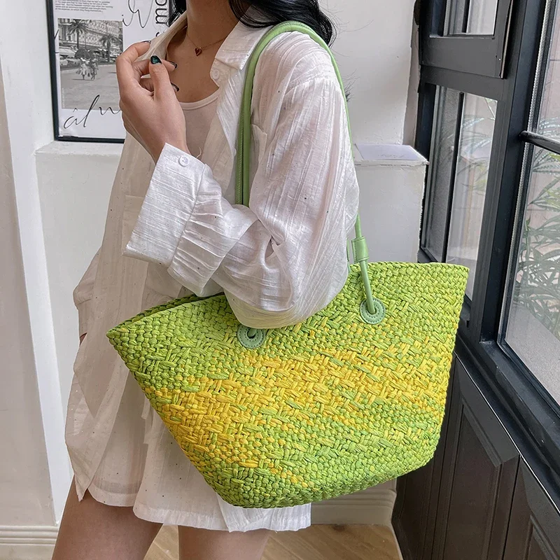 Big Capacity Straw Shoulder Bag