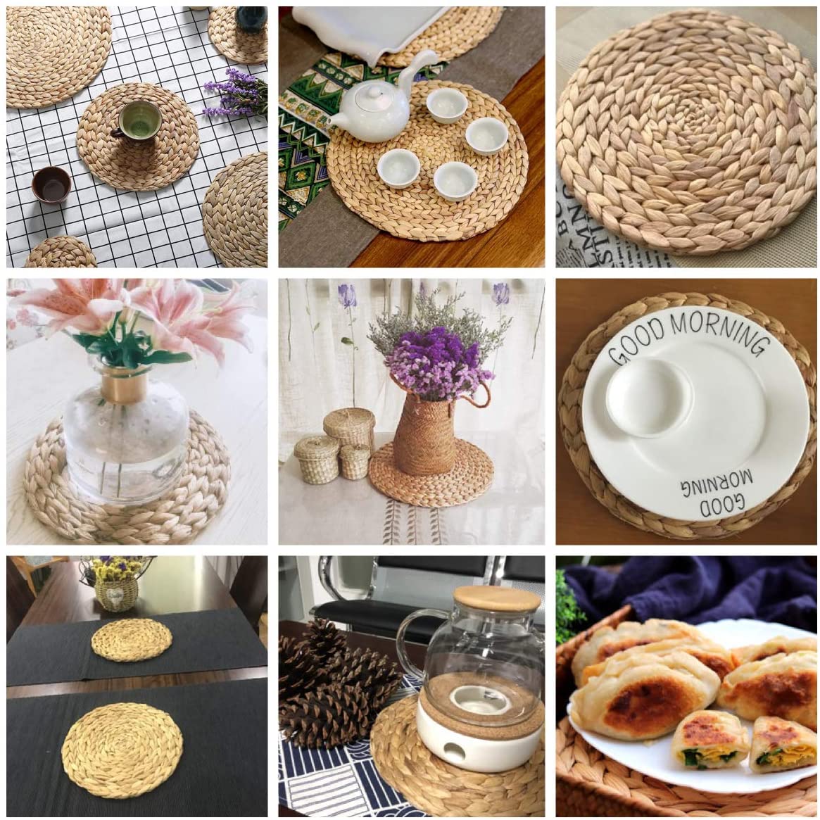 Big Round Water Hyacinth Placemats (2pcs)