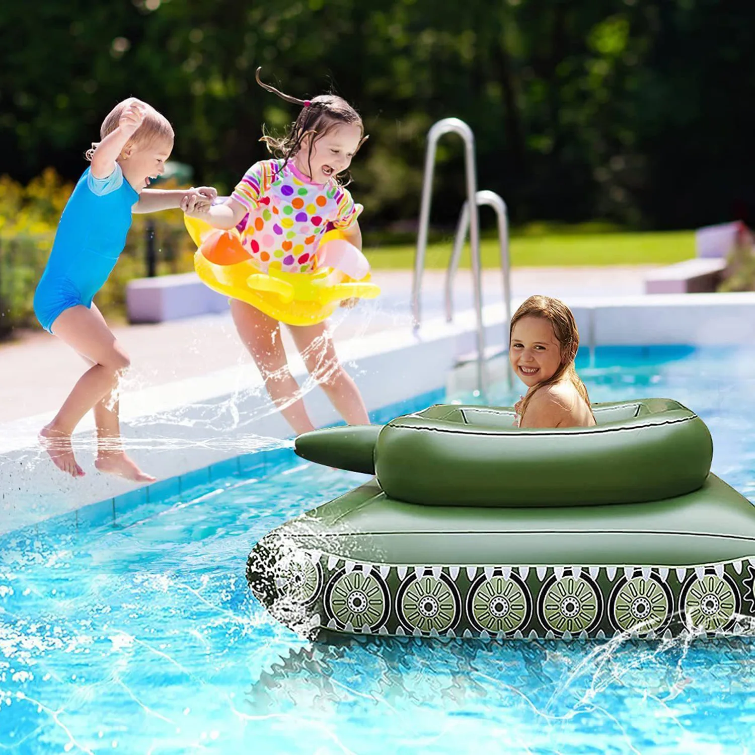 Big Size Summer Giant Tank With Watergun Inflatable Toys Floating Truck Pool Floats Water Spray Beach Party Games Big Size Summer Giant Tank With Watergun Inflatable Toys Floating Truck Pool Floats Water Spray Beach Party Games