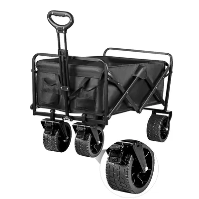 Big Tank Wheels Beach Wagon for Sand 500lbs Large Capacity Foldable Cart Garden Outdoor Picnic Collapse Shopping