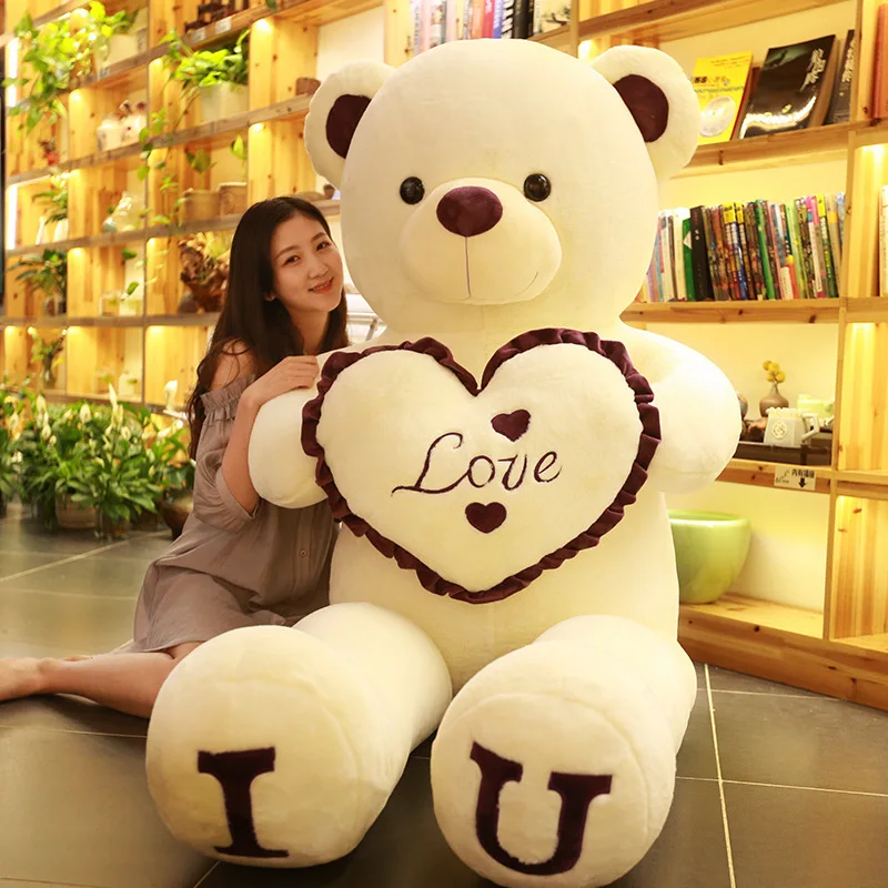 Big Teddy Bear 100cm I LOVE YOU Plush Toy Lovely Huge Stuffed Soft Bear Doll Lover Bear Kids Toys Chrismas Gift For Big Teddy Bear 100cm I LOVE YOU Plush Toy Lovely Huge Stuffed Soft Bear Doll Lover Bear Kids Toys Chrismas Gift For
