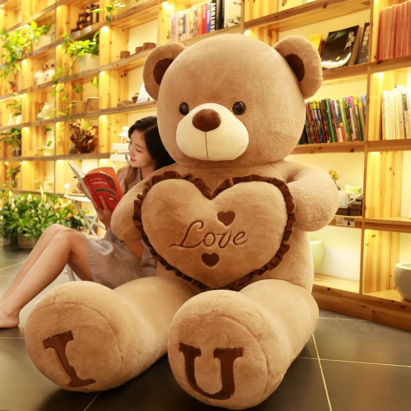 Big Teddy Bear 100cm I LOVE YOU Plush Toy Lovely Huge Stuffed Soft Bear Doll Lover Bear Kids Toys Chrismas Gift For Big Teddy Bear 100cm I LOVE YOU Plush Toy Lovely Huge Stuffed Soft Bear Doll Lover Bear Kids Toys Chrismas Gift For