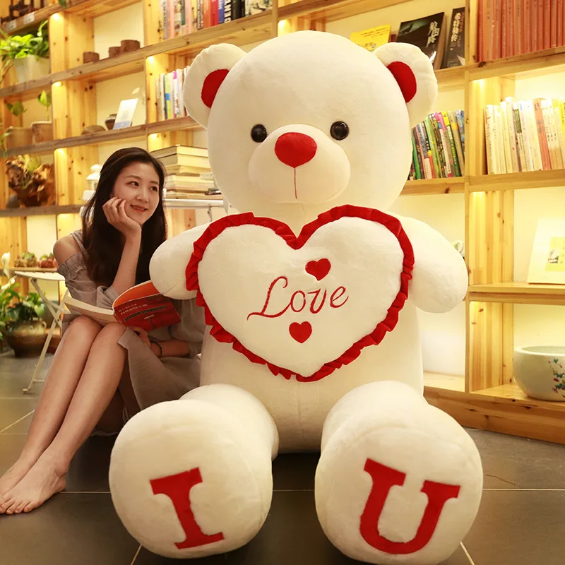Big Teddy Bear 100cm I LOVE YOU Plush Toy Lovely Huge Stuffed Soft Bear Doll Lover Bear Kids Toys Chrismas Gift For Big Teddy Bear 100cm I LOVE YOU Plush Toy Lovely Huge Stuffed Soft Bear Doll Lover Bear Kids Toys Chrismas Gift For