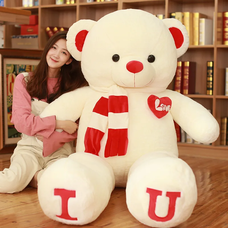 Big Teddy Bear 100cm I LOVE YOU Plush Toy Lovely Huge Stuffed Soft Bear Doll Lover Bear Kids Toys Chrismas Gift For Big Teddy Bear 100cm I LOVE YOU Plush Toy Lovely Huge Stuffed Soft Bear Doll Lover Bear Kids Toys Chrismas Gift For