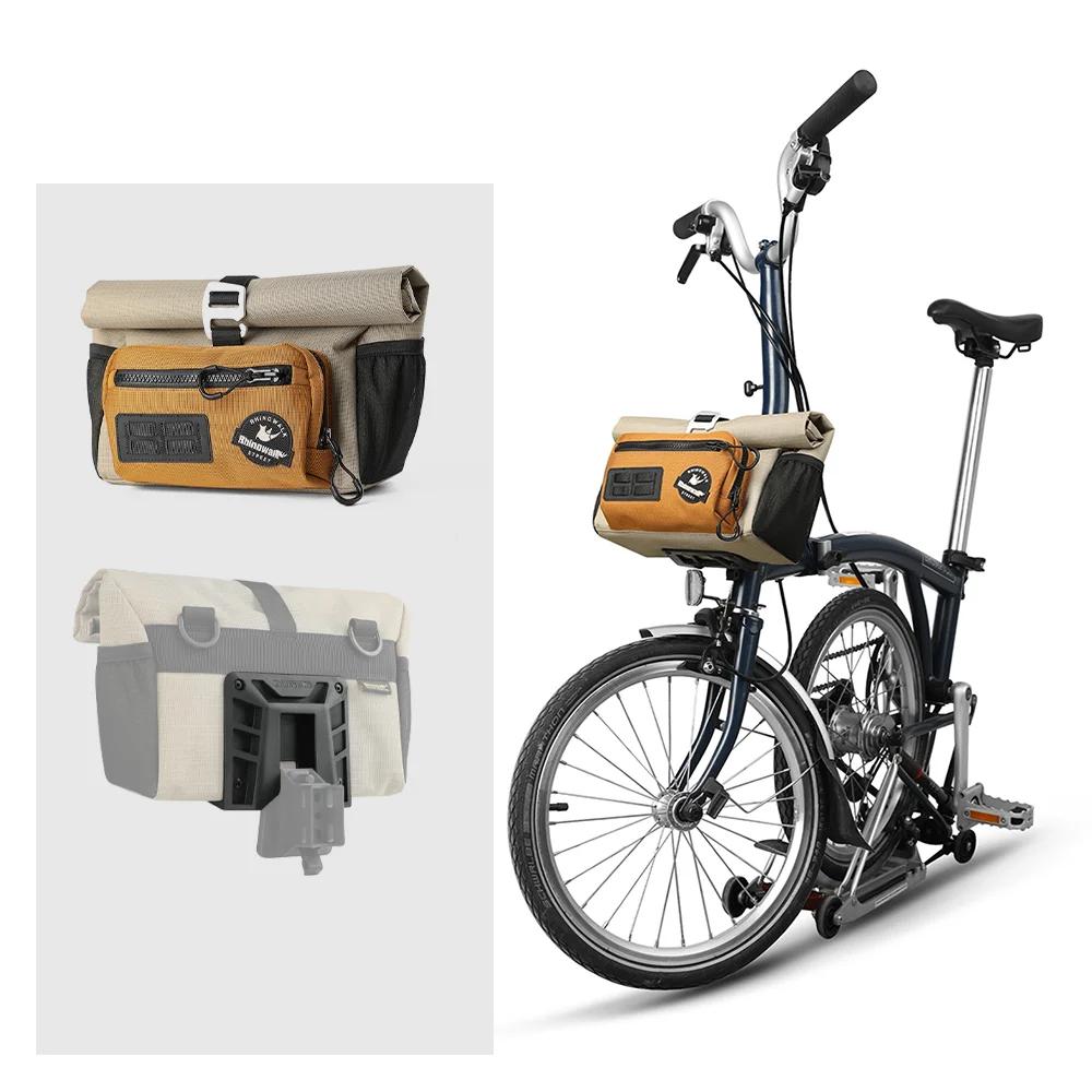 Bike Handlebar Bag 4L Quick Release For Brompton Folding Bike Front Tube Basket Bag With MOLLE System Urban Cycling