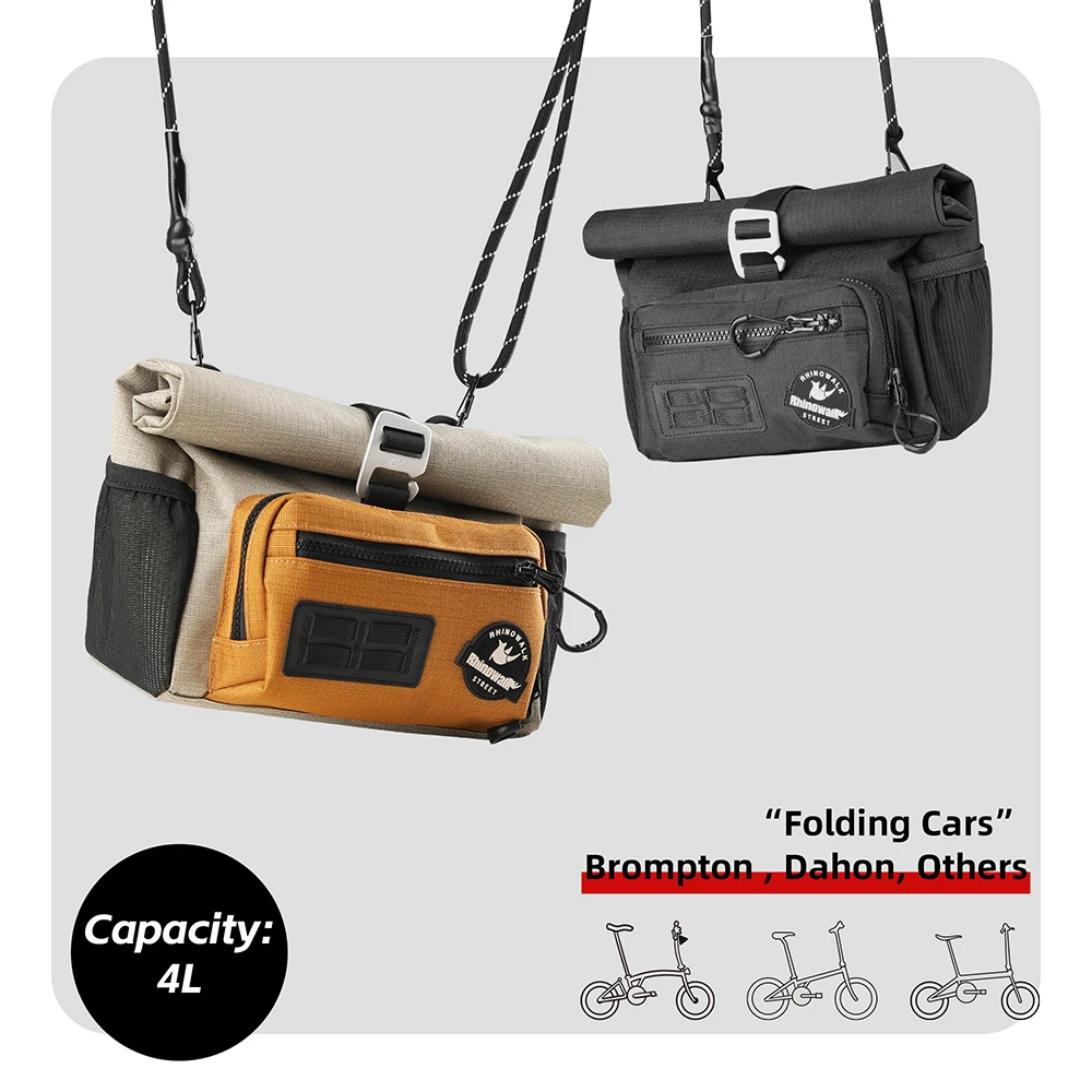 Bike Handlebar Bag 4L Quick Release For Brompton Folding Bike Front Tube Basket Bag With MOLLE System Urban Cycling Bike Handlebar Bag 4L Quick Release For Brompton Folding Bike Front Tube Basket Bag With MOLLE System Urban Cycling