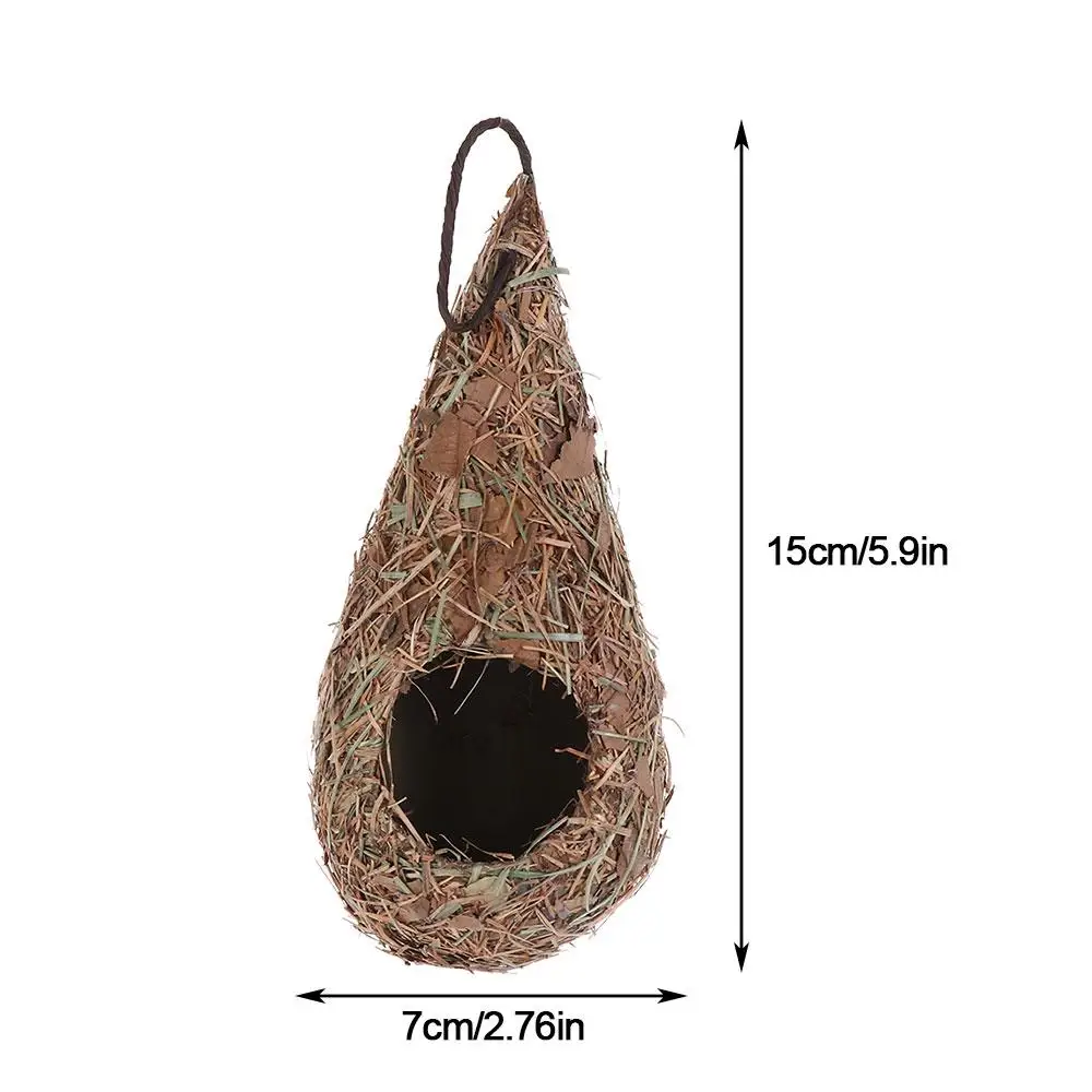 Bird House Natural Grass Hummingbird Bird Nest Fiber Hand-Woven Roosting Nest Bird Hut for Yard Decoration