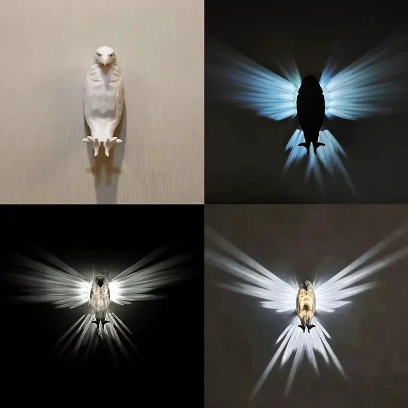 Bird Wall Lamp Halloween Owl Eagle Shape Projector Modern Creative Atmosphere Sconce Light 3D Print Body Animal