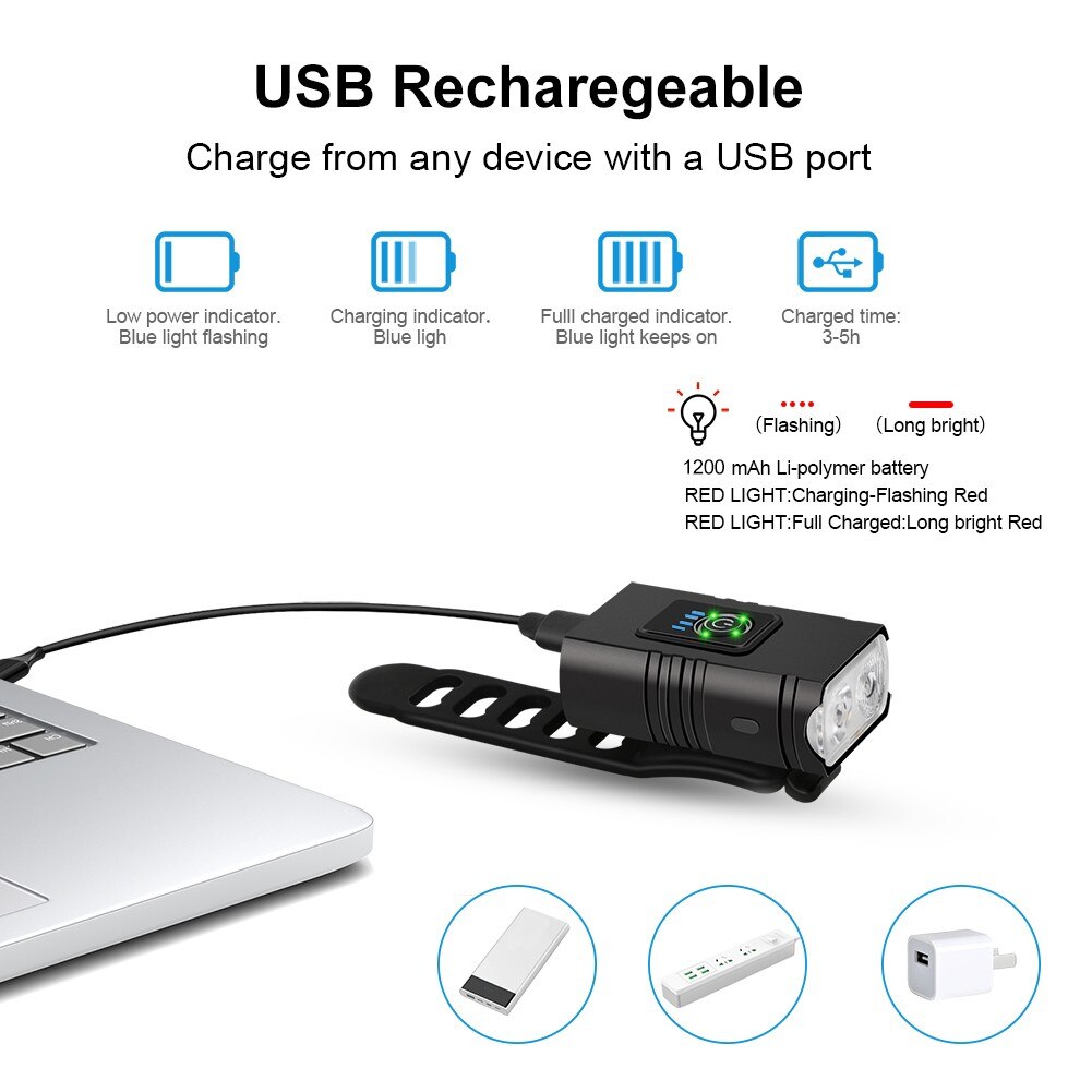 BK02 Bike Light USB Rechargeable T6 LED Bicycle Lights 6 Modes MTB Flashlight Bicycle Headlight for Cycling Bicycle BK02 Bike Light USB Rechargeable T6 LED Bicycle Lights 6 Modes MTB Flashlight Bicycle Headlight for Cycling Bicycle
