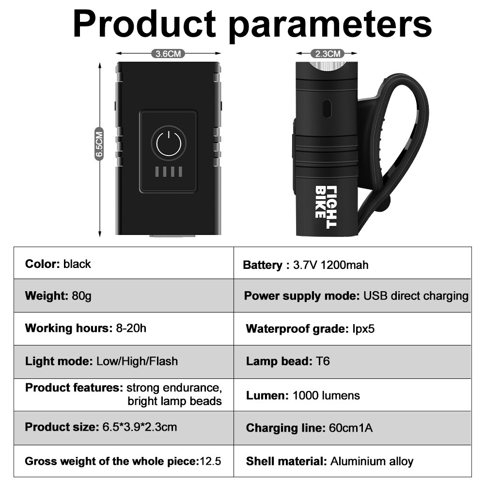 BK02 Bike Light USB Rechargeable T6 LED Bicycle Lights 6 Modes MTB Flashlight Bicycle Headlight for Cycling Bicycle BK02 Bike Light USB Rechargeable T6 LED Bicycle Lights 6 Modes MTB Flashlight Bicycle Headlight for Cycling Bicycle