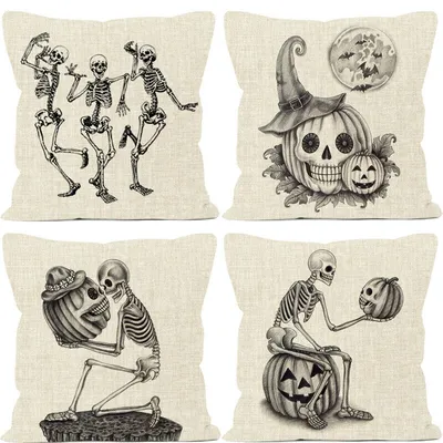 Black and White Halloween Pillowcase Black and White Halloween Pillowcase