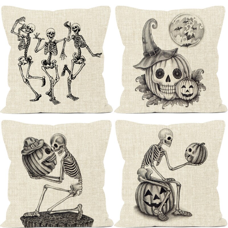 Black and White Halloween Pillowcase Black and White Halloween Pillowcase