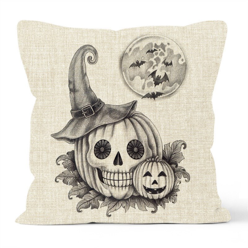 Black and White Halloween Pillowcase Black and White Halloween Pillowcase