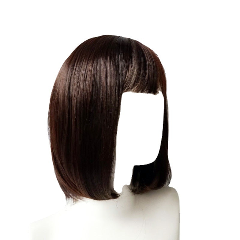 Black Bobo Wigs Women Hair Lace Chemical Fiber Fashion Young Girls Short Straight Bangs