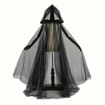 Black Bridal Shawl Witch Vampire Cosplay Cloak Halloween Double Cloak Game Party Costume Props Holiday Dress Up Black Bridal Shawl Witch Vampire Cosplay Cloak Halloween Double Cloak Game Party Costume Props Holiday Dress Up
