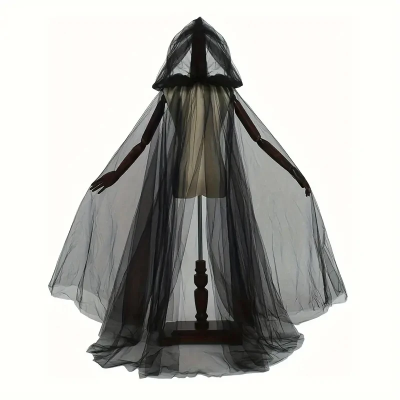 Black Bridal Shawl Witch Vampire Cosplay Cloak Halloween Double Cloak Game Party Costume Props Holiday Dress Up Black Bridal Shawl Witch Vampire Cosplay Cloak Halloween Double Cloak Game Party Costume Props Holiday Dress Up