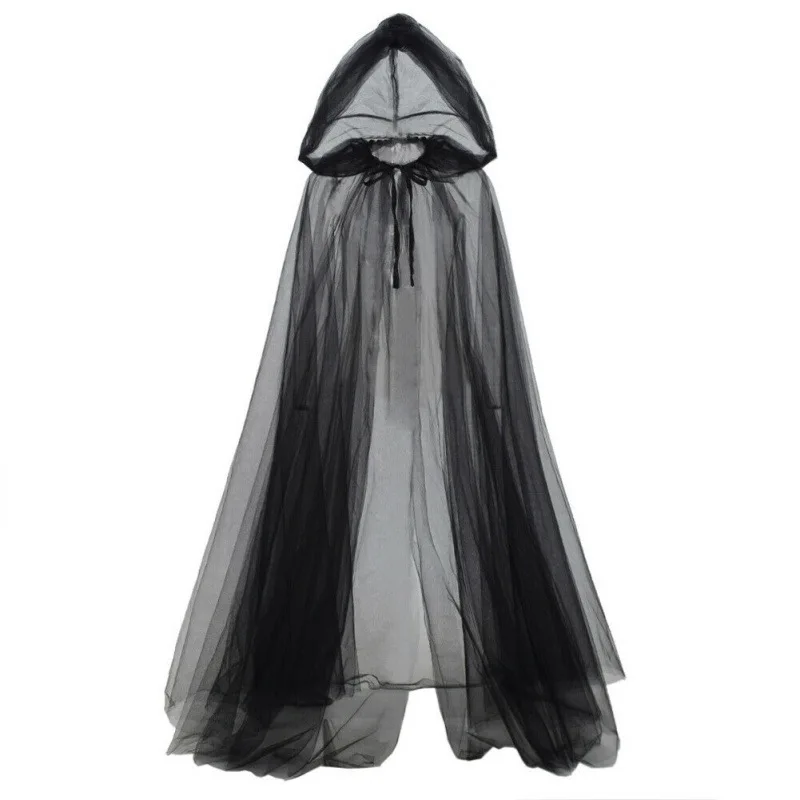 Black Bridal Shawl Witch Vampire Cosplay Cloak Halloween Double Cloak Game Party Costume Props Holiday Dress Up Black Bridal Shawl Witch Vampire Cosplay Cloak Halloween Double Cloak Game Party Costume Props Holiday Dress Up