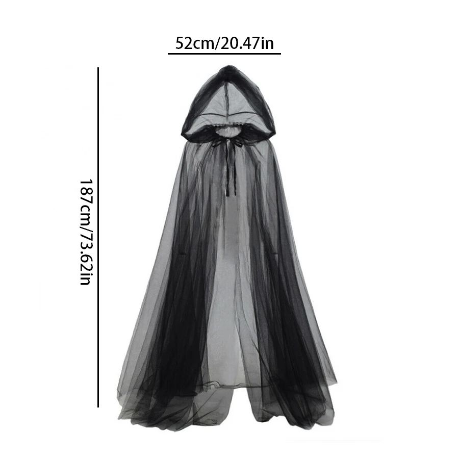 Black Bridal Shawl Witch Vampire Cosplay Cloak Halloween Double Cloak Game Party Costume Props Holiday Dress Up Black Bridal Shawl Witch Vampire Cosplay Cloak Halloween Double Cloak Game Party Costume Props Holiday Dress Up