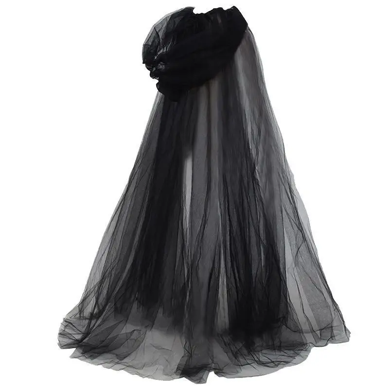 Black Bridal Shawl Witch Vampire Cosplay Cloak Halloween Double Cloak Game Party Costume Props Holiday Dress Up Black Bridal Shawl Witch Vampire Cosplay Cloak Halloween Double Cloak Game Party Costume Props Holiday Dress Up