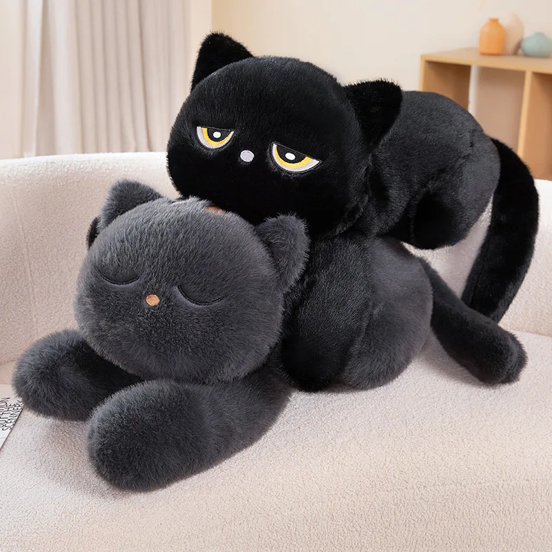 Black Cat Plush Pillow Soft Stuffed Lying Cat Cushion Cute Sleeping Cat Design Lovely Birthday Gift Idea for Cat Lovers Black Cat Plush Pillow Soft Stuffed Lying Cat Cushion Cute Sleeping Cat Design Lovely Birthday Gift Idea for Cat Lovers