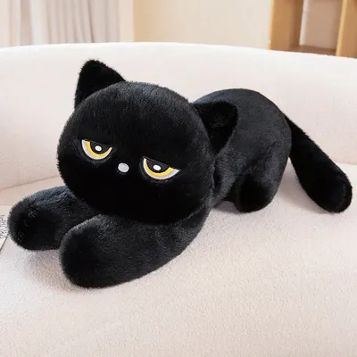 Black Cat Plush Pillow Soft Stuffed Lying Cat Cushion Cute Sleeping Cat Design Lovely Birthday Gift Idea for Cat Lovers Black Cat Plush Pillow Soft Stuffed Lying Cat Cushion Cute Sleeping Cat Design Lovely Birthday Gift Idea for Cat Lovers