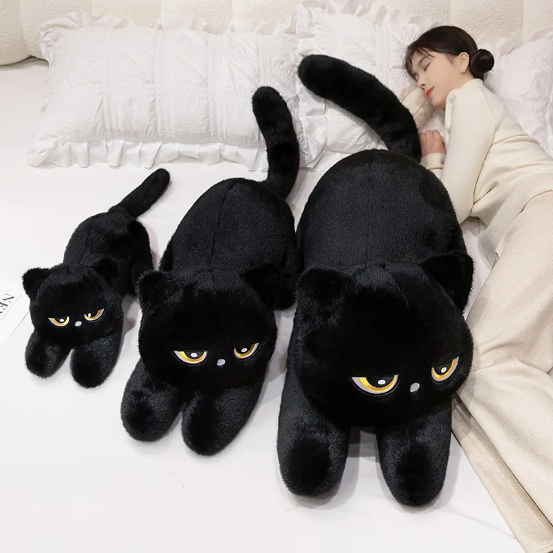 Black Cat Plush Pillow Soft Stuffed Lying Cat Cushion Cute Sleeping Cat Design Lovely Birthday Gift Idea for Cat Lovers Black Cat Plush Pillow Soft Stuffed Lying Cat Cushion Cute Sleeping Cat Design Lovely Birthday Gift Idea for Cat Lovers