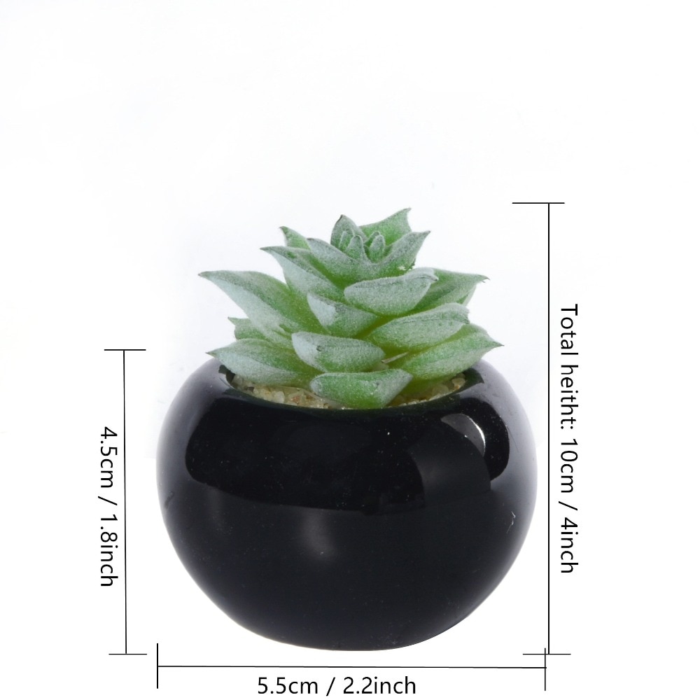 Black Ceramic Fake Succulents in Pot