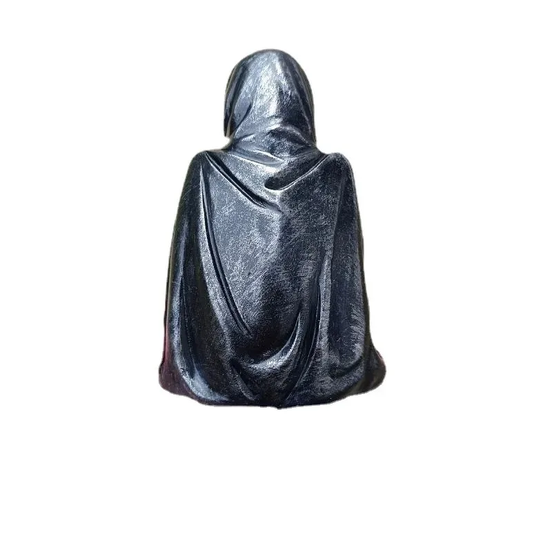 Black Clothes Mysterious Master Ornament Horror Black Robed Night Walker Gothic Sitting Resin Craft Ornament Desktop