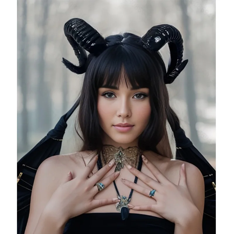 Black Demon Horn Headdress Cosplay Headwear Gothic Animal Sheep Devil Horns Headband Halloween Carnival Party Costume Black Demon Horn Headdress Cosplay Headwear Gothic Animal Sheep Devil Horns Headband Halloween Carnival Party Costume