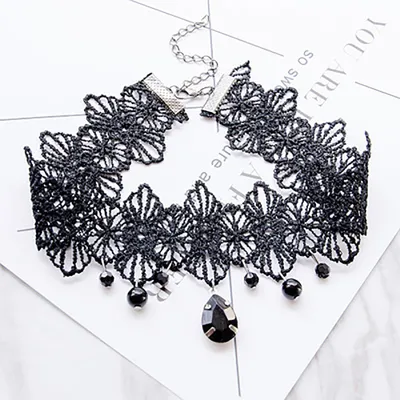 Black Lace Choker Ladies Punk Accessory