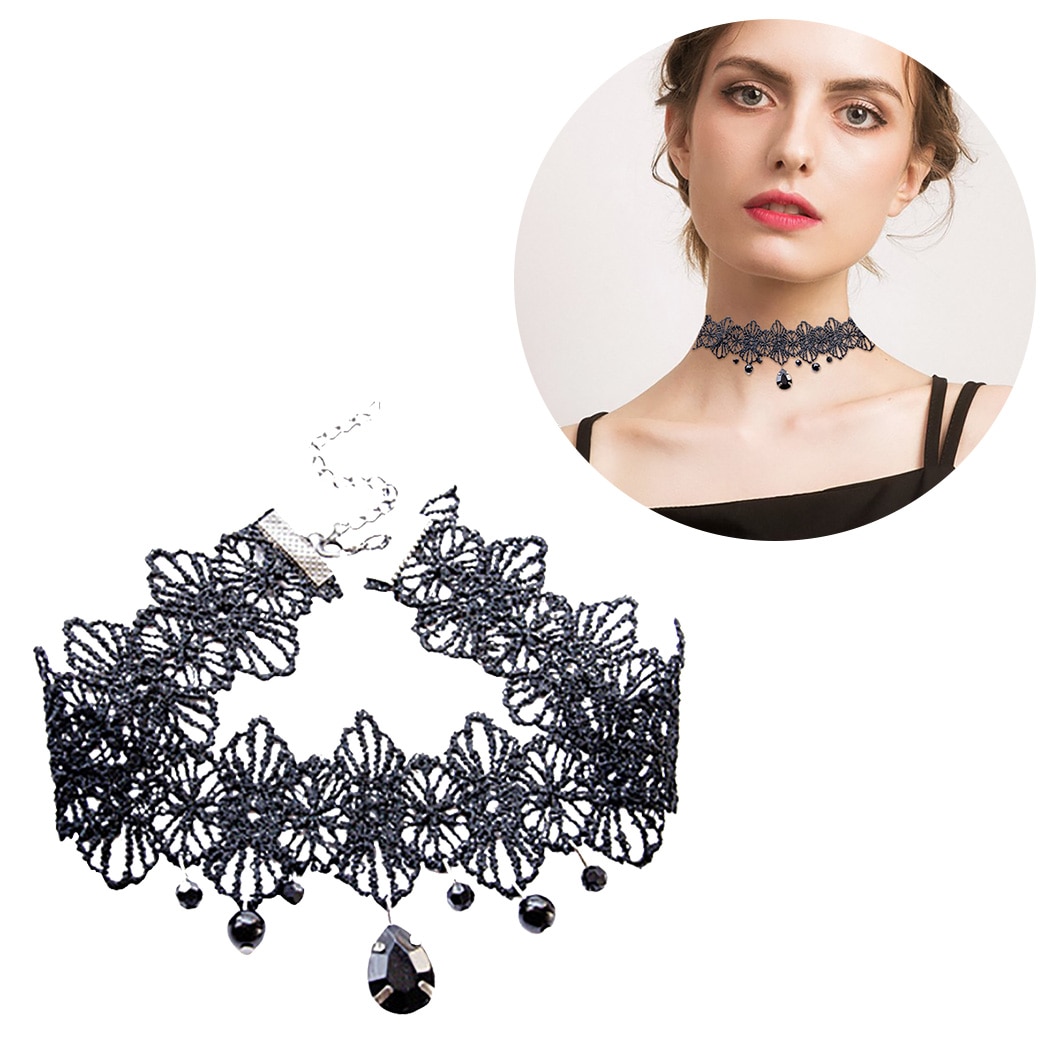 Black Lace Choker Ladies Punk Accessory