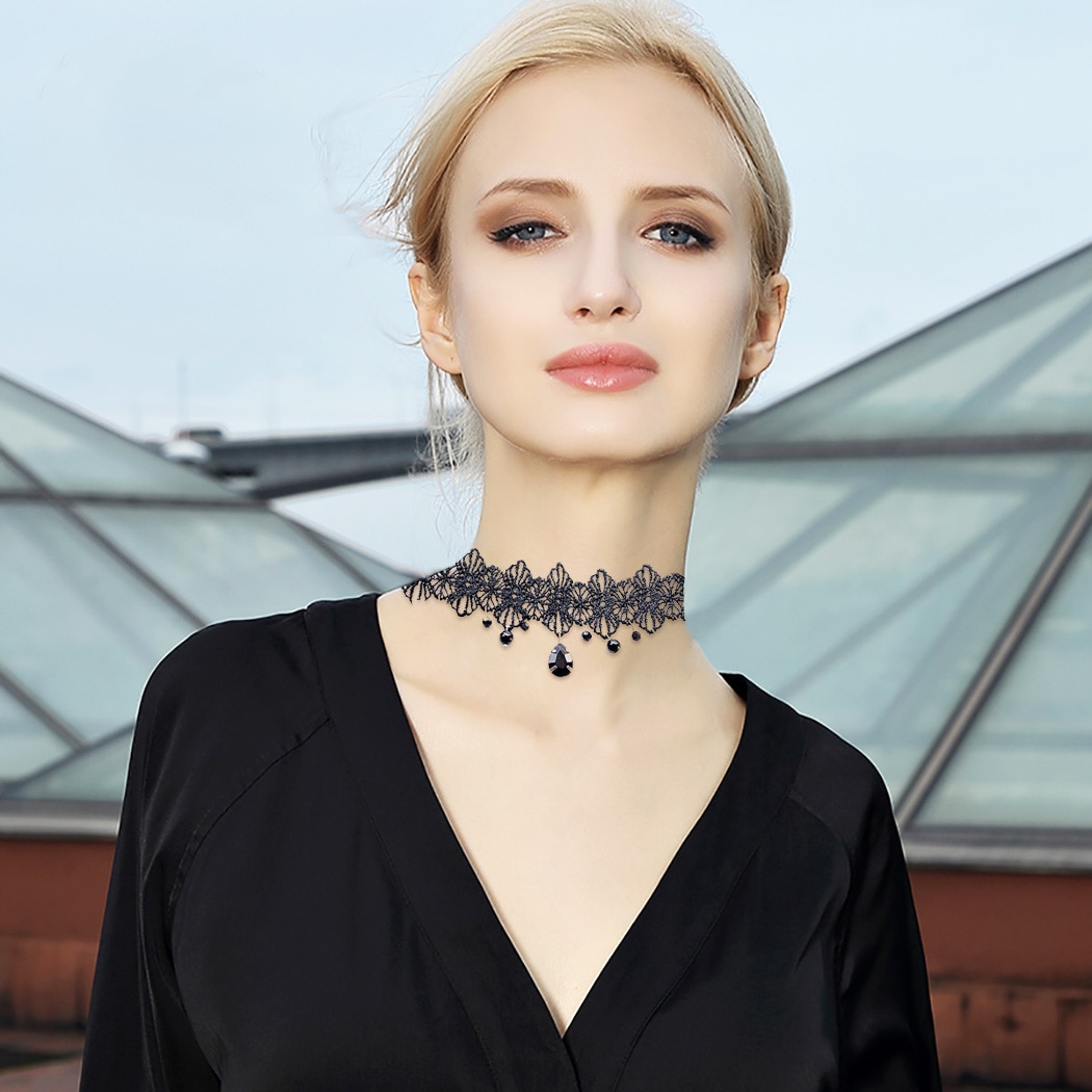 Black Lace Choker Ladies Punk Accessory