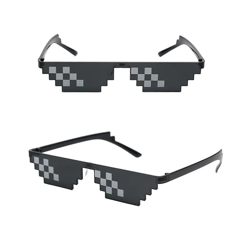 Black Mosaic Sunglasses Funny Toy Mosaic Strip Sunglasses Trick Toy Retro Thug Life Glasses Deal With It Glasses Pixel