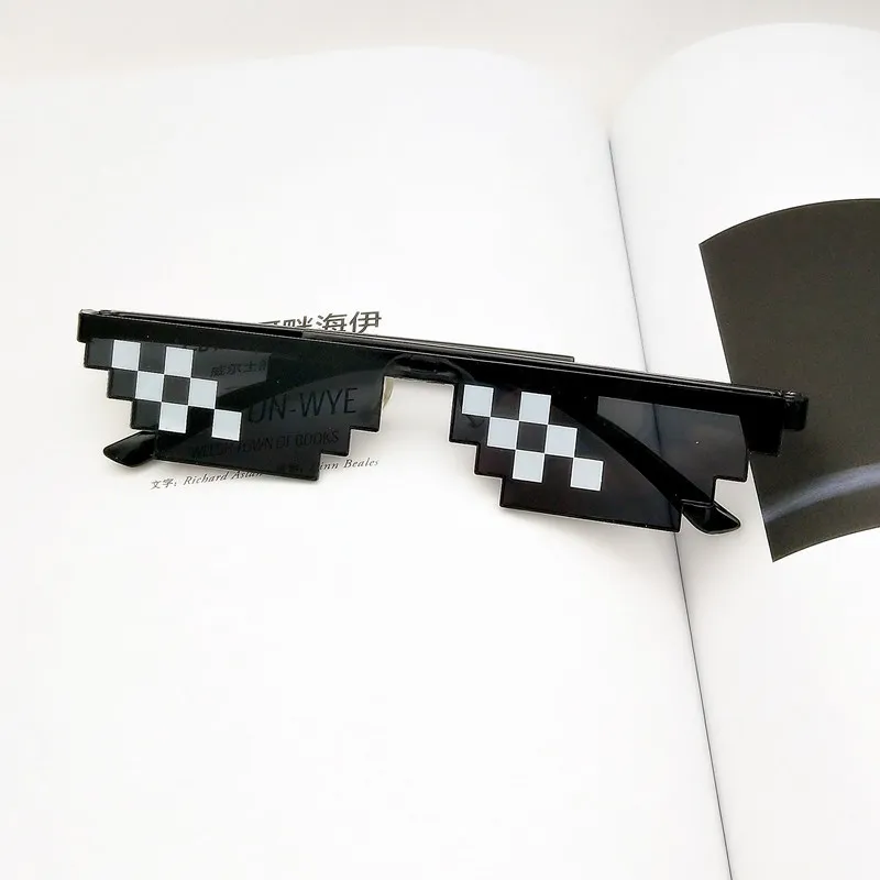 Black Mosaic Sunglasses Funny Toy Mosaic Strip Sunglasses Trick Toy Retro Thug Life Glasses Deal With It Glasses Pixel