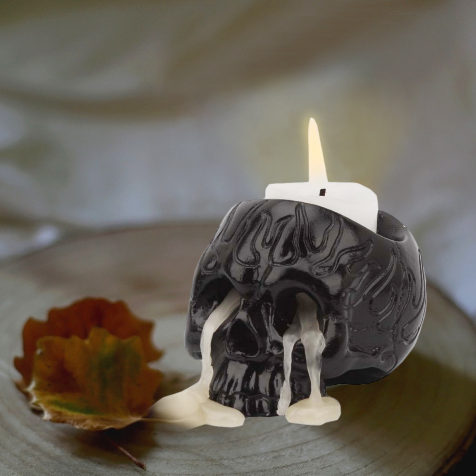 Black Resin Skull Candle Holder Black Resin Skull Candle Holder