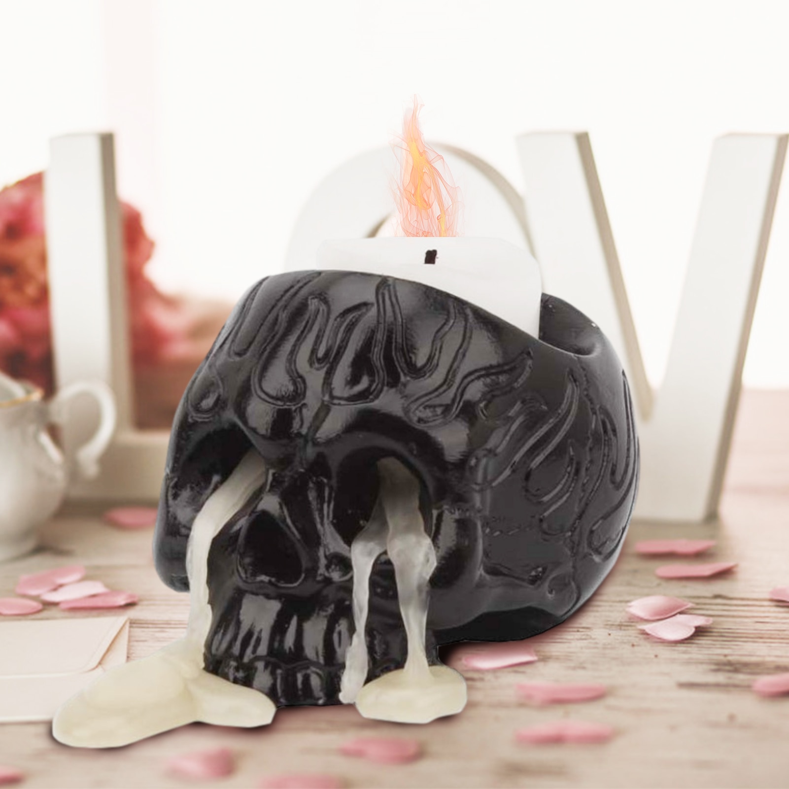 Black Resin Skull Candle Holder Black Resin Skull Candle Holder