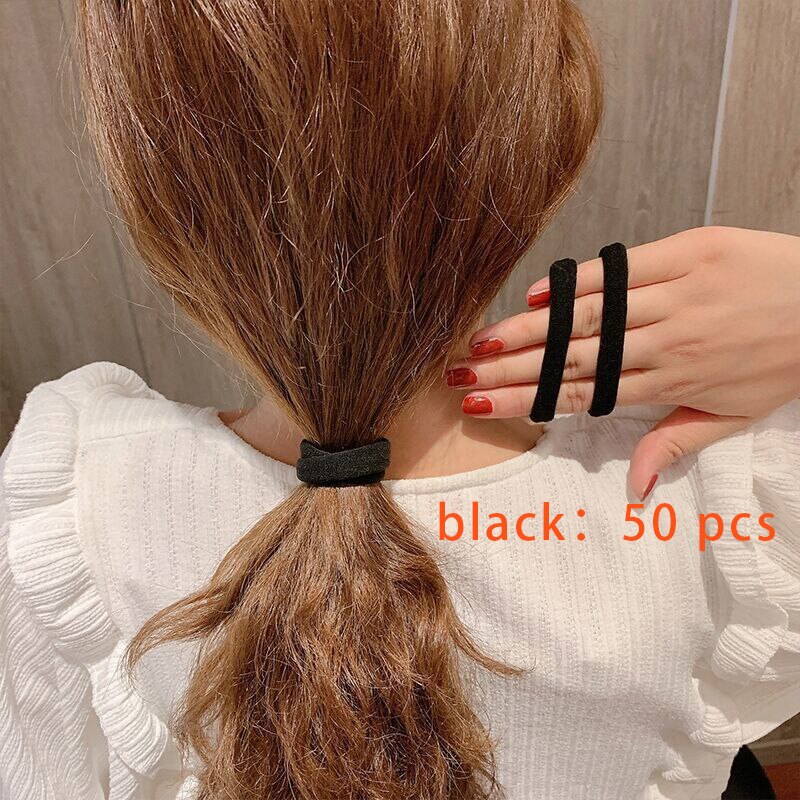 Black Seamless Hair Ties (50 Pcs)