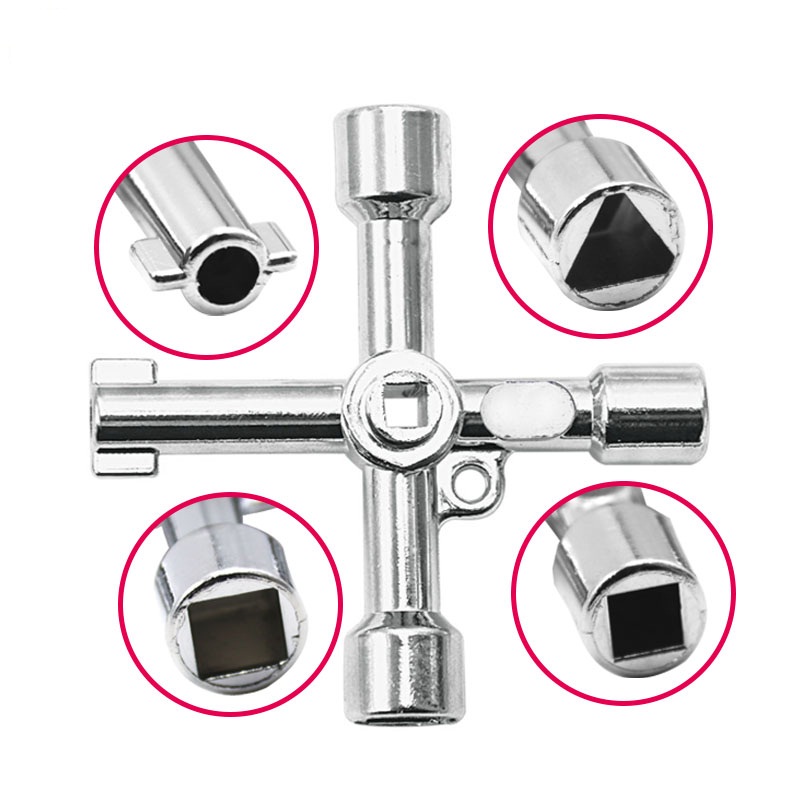 Black Universal Cross Triangle Wrench KEY for Train Electrical Elevator Cabinet Valve Alloy Triangle