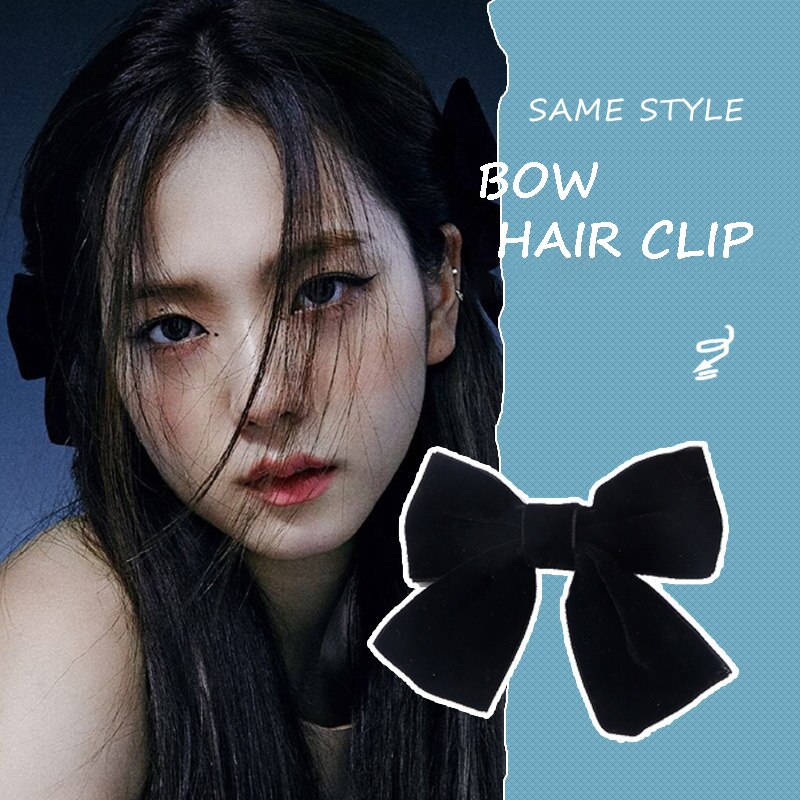 Black Velvet Hair Bow Clip