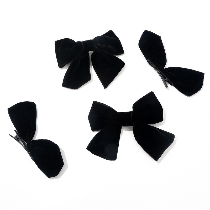 Black Velvet Hair Bow Clip