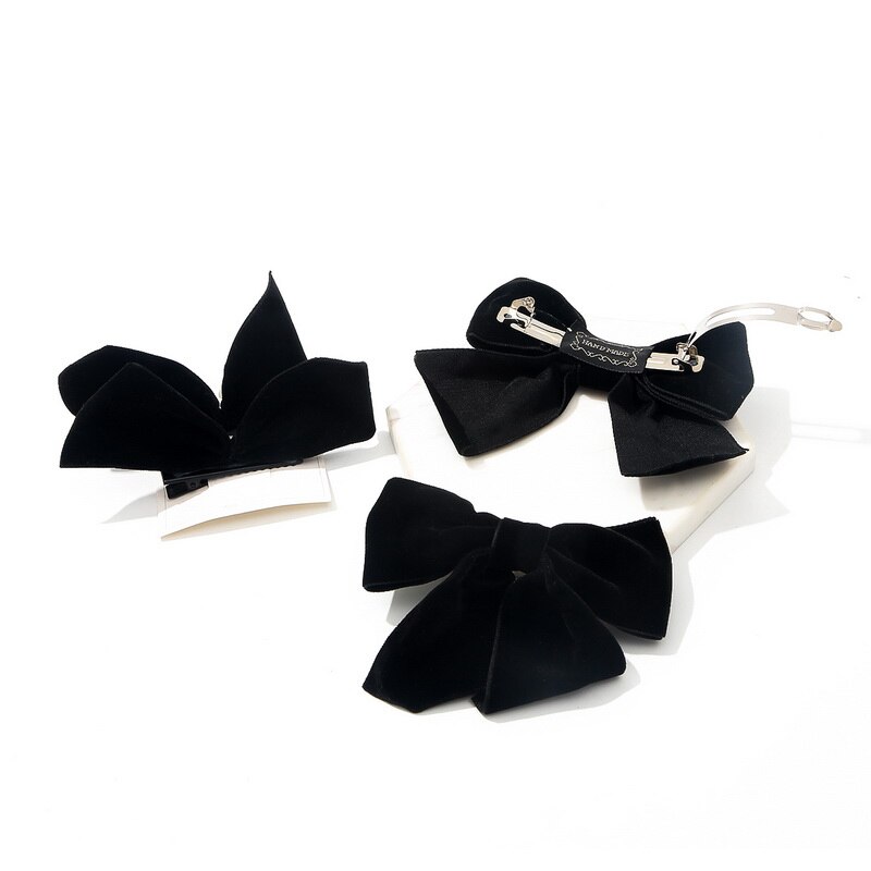Black Velvet Hair Bow Clip